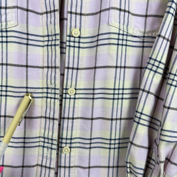 Levis Womens Oversized Lavender Plaid Long Sleeve Button-Up Flannel Shirt M - Picture 9 of 10